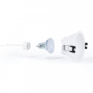 KIT Anello da incasso Ø93mm (bianco) + Lampadina GU10 5,4W + Portalampada