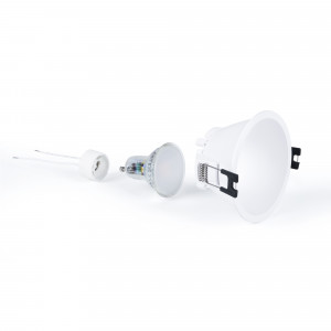 KIT Anello da incasso Ø93mm (bianco) + Lampadina GU10 5,4W + Portalampada