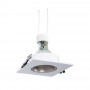 KIT Anello downlight quadrato 93x93mm (bianco/champagne) + Lampadina GU10 5,4W + Portalampada