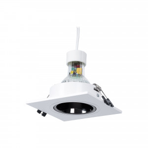 KIT Anello downlight quadrato 93x93 mm (grigio/bianco) + Lampadina GU10 5,4W + Portalampada