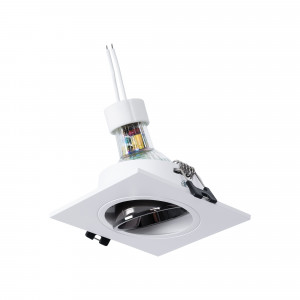 KIT Anello downlight quadrato 93x93 mm (grigio/bianco) + Lampadina GU10 5,4W + Portalampada