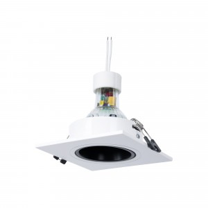 KIT Anello downlight quadrato 93x93mm (nero/bianco) + lampadina GU10 5,4W + portalampada