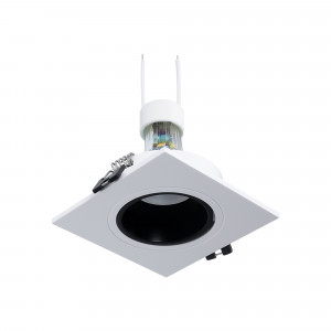 KIT Anello downlight quadrato 93x93mm (nero/bianco) + lampadina GU10 5,4W + portalampada