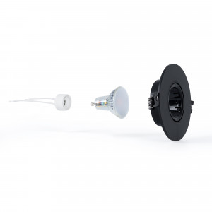 KIT Anello da incasso Ø110mm (nero) + lampadina GU10 5,4W + portalampada | Faretti da incasso