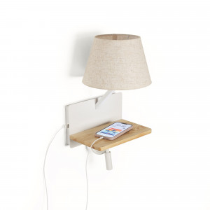 Lampada da parete "Artin" - Con faretto LED orientabile e porta USB - E27 + 3W