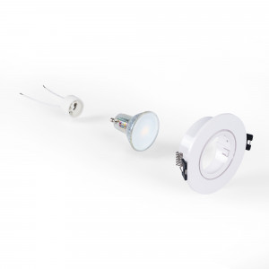 KIT Faretto da incasso basculante Ø90mm (bianco) + lampadina GU10 5,4W + portalampada | faretti da incasso LED