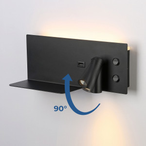 Lampada da lettura con porta USB "Kerta" (destra) - Doppia illuminazione - 3W+7W