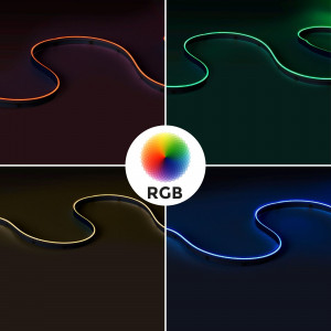 Striscia LED COB RGB 24V DC - Emissione laterale - 12W/m - 10mm - IP20 - Taglio 5cm - Rotolo da 5 metri