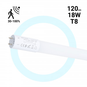 Tubo LED T8 con sensore di movimento a microonde 30-100% - 18W - 120 cm - 6000K