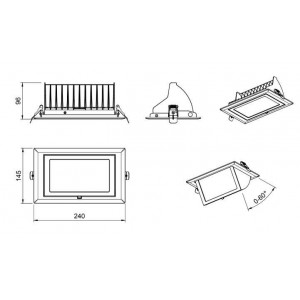 Downlight LED rechthoekige downlight 38W 120° CCT SYSTEEM