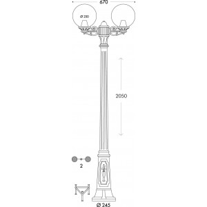 FUMAGALLI "GIGI BISSO GLOBE" LED dubbele straatlamp voor buiten