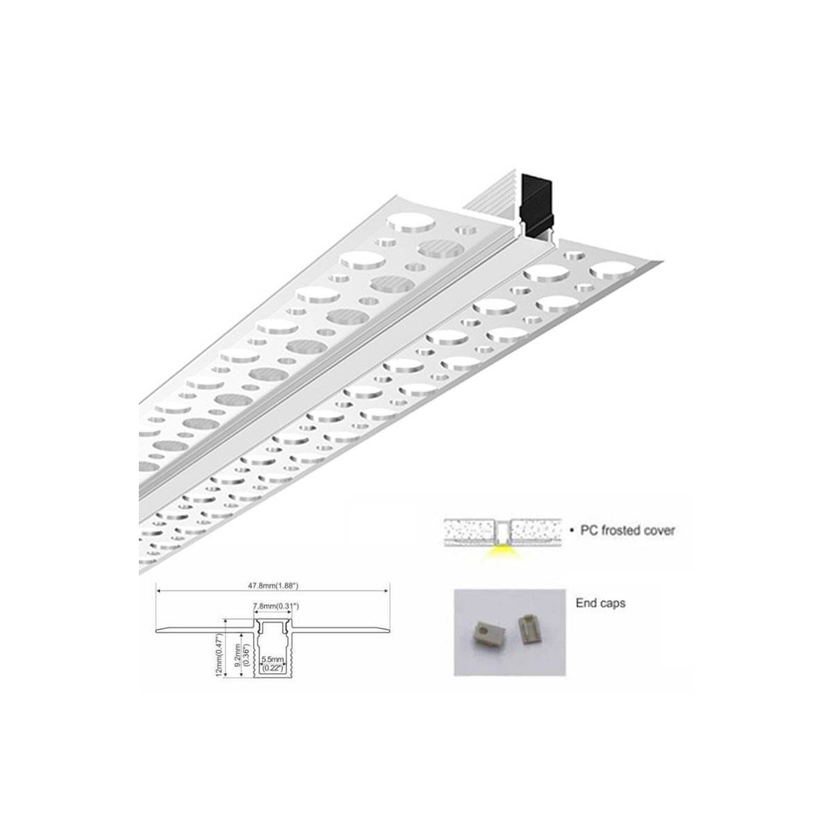 Aluminium profielen voor gipskartonplaat/gipsintegratie 7,8X12 (2m)