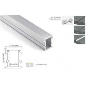 Verzonken vloerverlichtingsprofiel 21x26mm (2mt.)