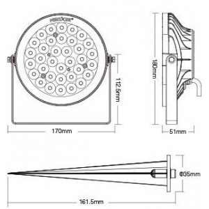 LED tuinspot met spike 15W RGB+CCT RF/WiFi bediening | Mi Light | FUTC03