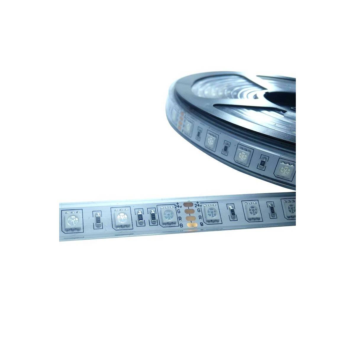 24V-DC 72W RGB Geplastificeerde LED Strip IP67