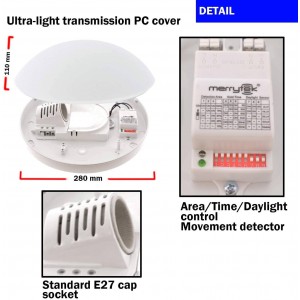 LED plafondlamp met sensor voor E27 lamp