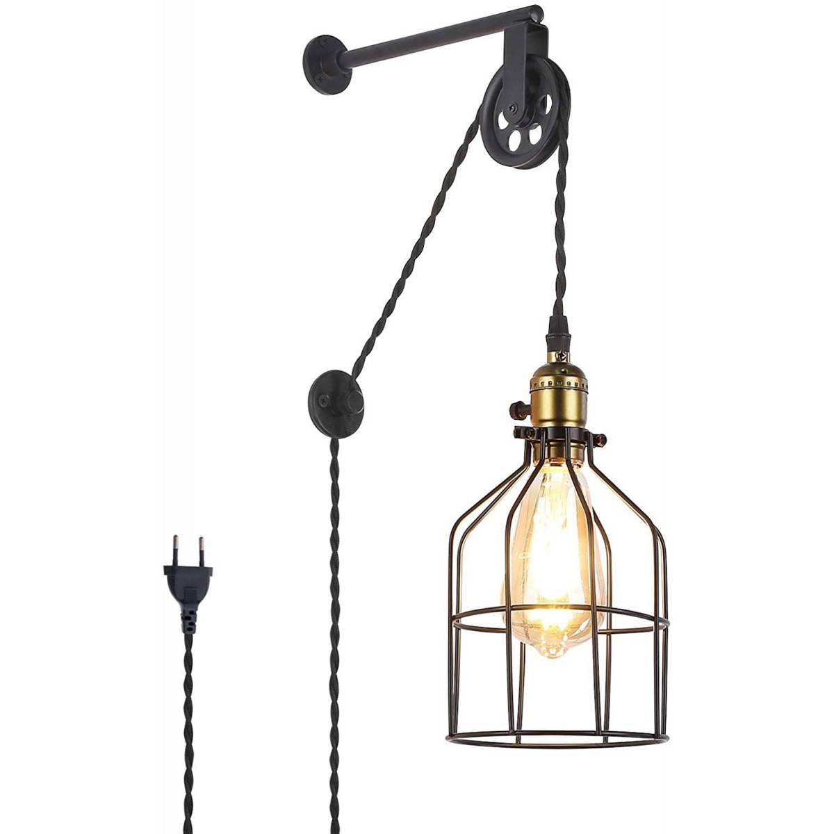 Clockwell" Industrieel/Vintage Cage wandlamp met fitting