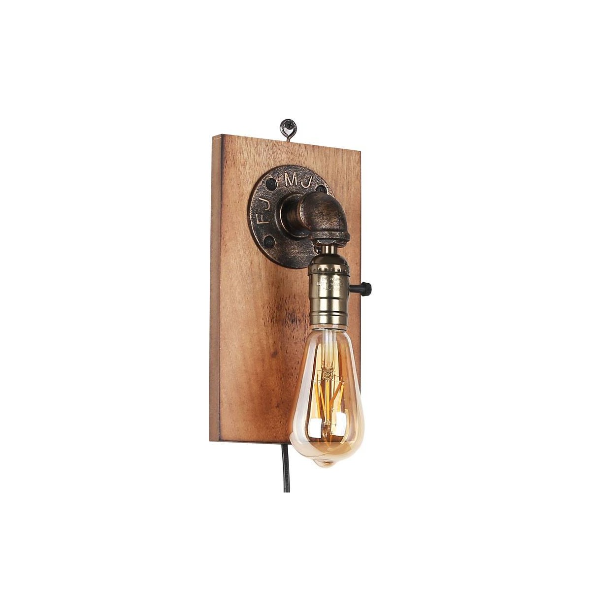 Metalen en houten wandlamp "Older" | Vintage Series