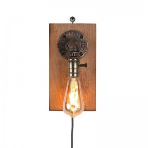 wandlamp metaal hout vintage industrieel