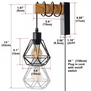 Kooi-wandlamp met schakelaar en stekker "RODEN".