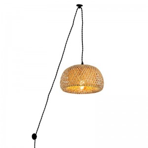 Rieten hanglamp met katrol "YONNA".