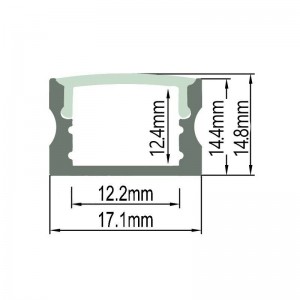 Geëxtrudeerd aluminium oppervlakteprofiel 17x15mm (Bar 2ml)