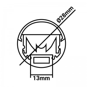 Aluminium ophanging of oppervlakteprofiel diameter 23mm (2m)