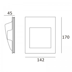 MUR" 1W gips inbouw wandlamp zonder sierlijsten