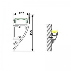 Wallwasher profiel 18x44 gemaakt van aluminium