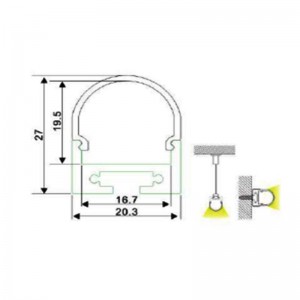 LED-strip profiel voor hang- of opbouwmontage 20x27mm (2mt.)