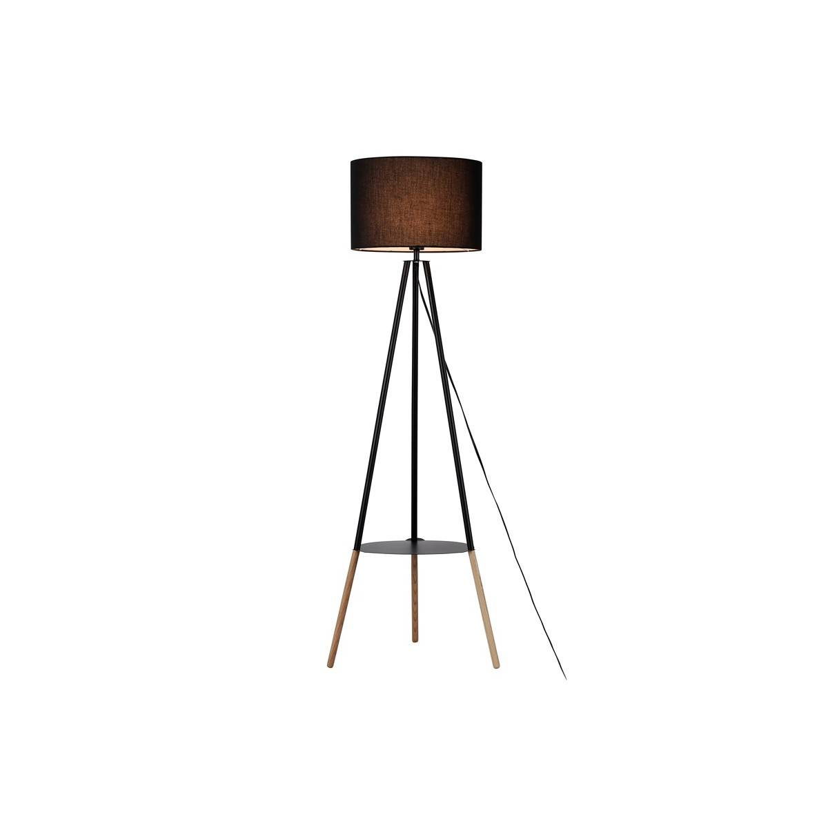 Staande lamp met driepoot of tafel "Mandí" in Scandinavisch zwart hout