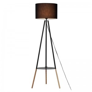 Staande lamp met driepoot of tafel "Mandí" in Scandinavisch zwart hout