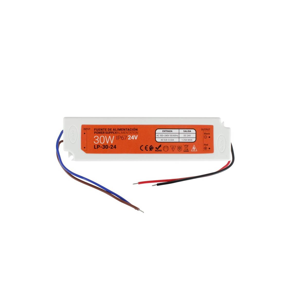 Compacte waterdichte voeding 24V 30W IP67