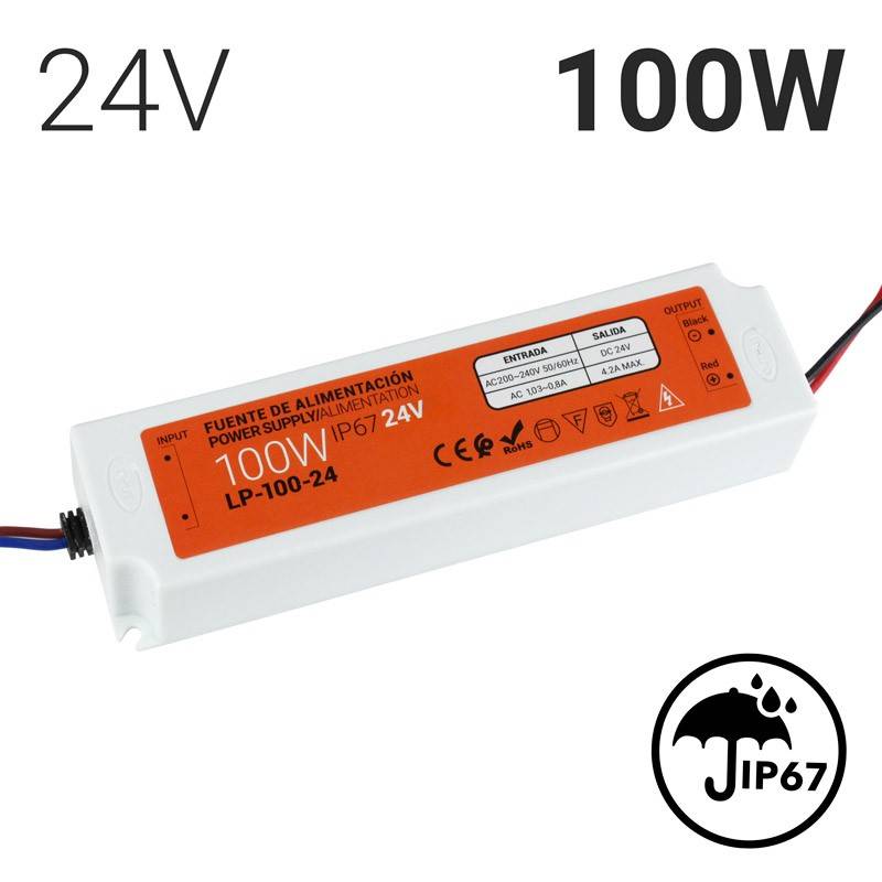 Compacte waterdichte voeding 24V 100W IP67