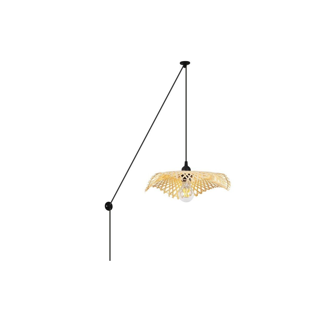 Rieten hanglamp met katrol "ALINA".