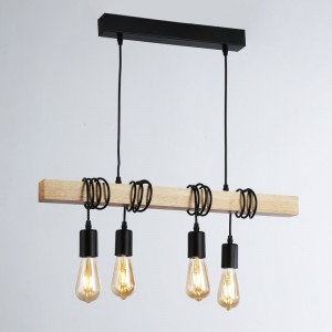 Houten hanglamp "Otto" in vintage en rustieke stijl E27