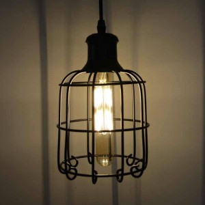 Vintage kooilamp, Tarabilla hanglamp in zwart