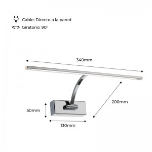 Vernikkelde wandlamp voor schilderijverlichting