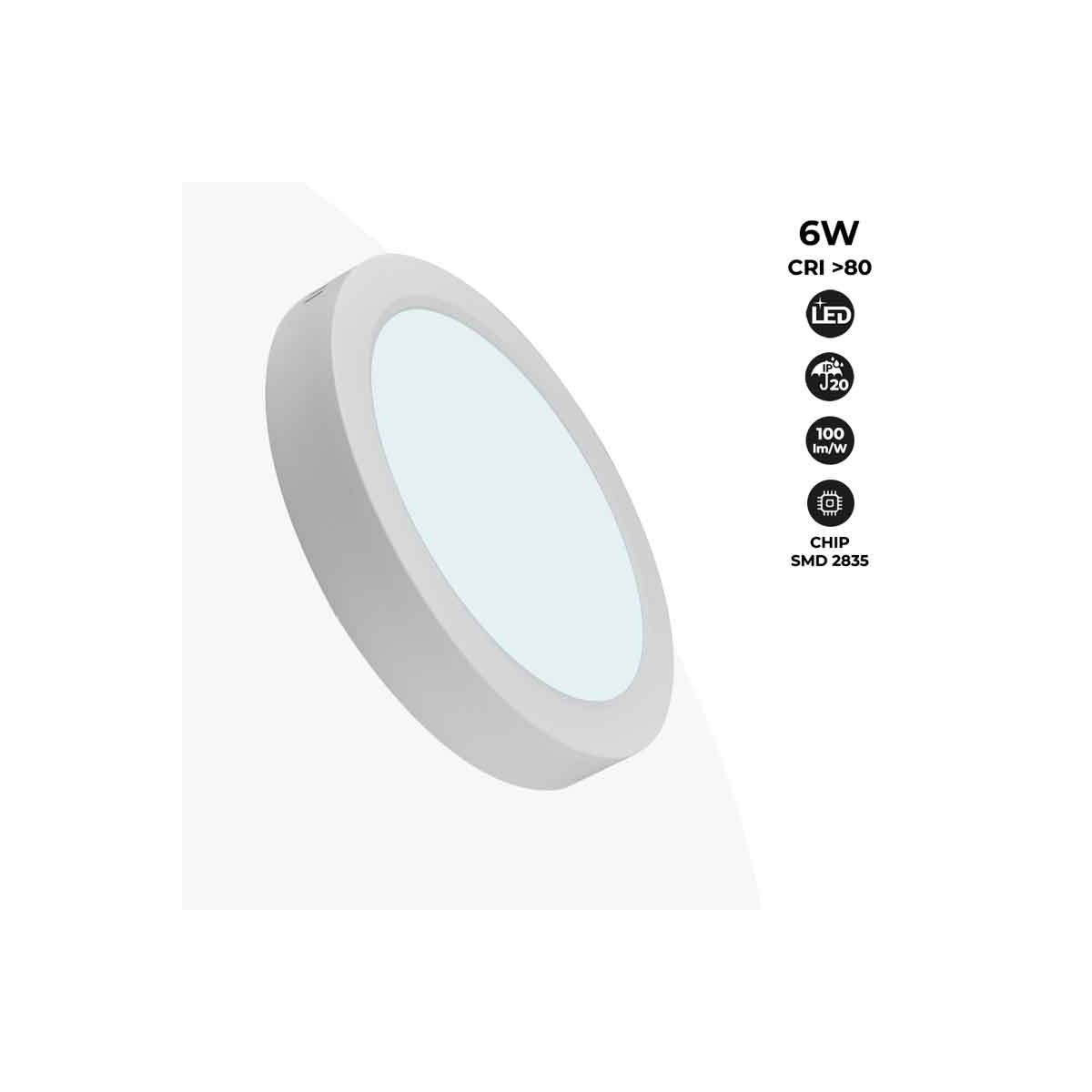 Opbouw LED plafondlamp 6W Hoog rendement