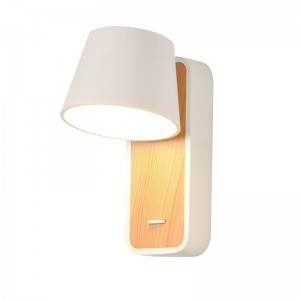 LED-slaapkamerwandlamp "KOPPEN" 6W 2700K Wit en houten draaiend