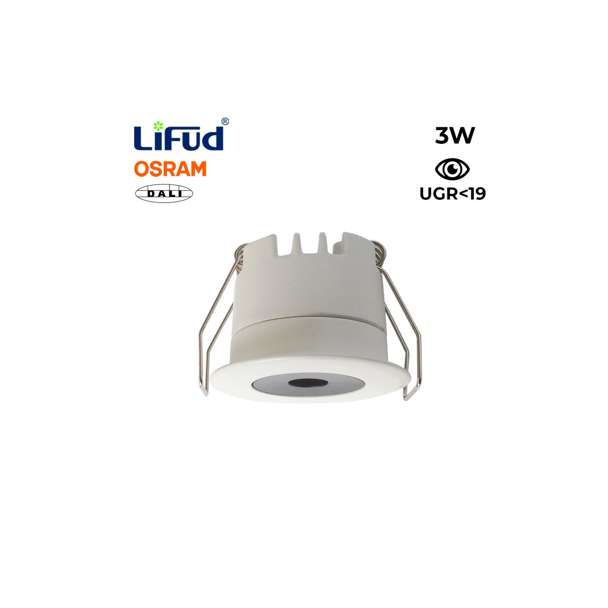 Downlight LED MINI inbouw 3W Laag UGR met driver Lifud Dali