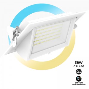 Rechthoekige LED-inbouwspot - Kantelbaar - CCT 38W - Wit - 120° LIFUD-driver