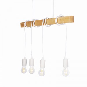 Houten hanglamp "Otto" in vintage en rustieke stijl E27