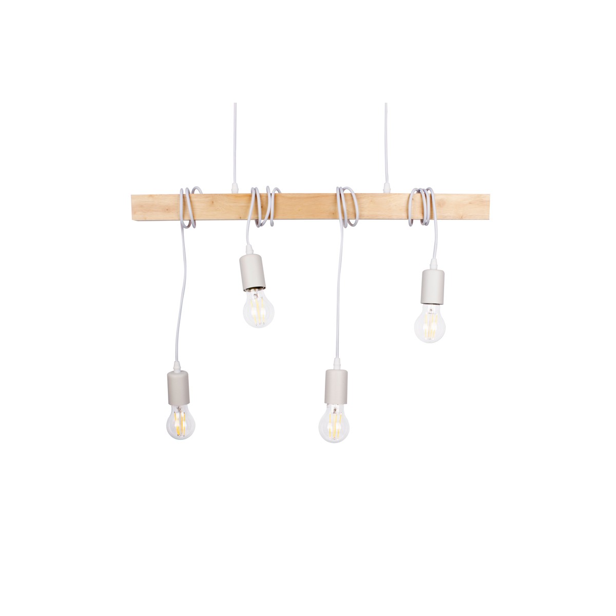 Houten hanglamp "Otto" in vintage en rustieke witte stijl