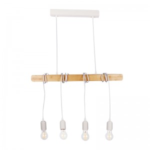 Houten hanglamp "Otto" in vintage en rustieke stijl E27