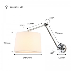 Afmetingen wandlamp