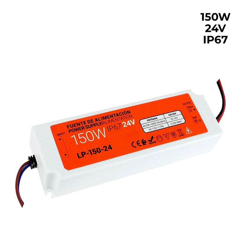 Compacte waterdichte voeding 24V 150W IP67