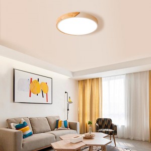 Plafond LED Circulair 35W Wit en Hout CCT ø408x50mm