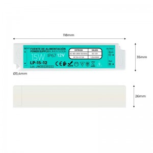 IP67 waterdichte voeding 12V 15W