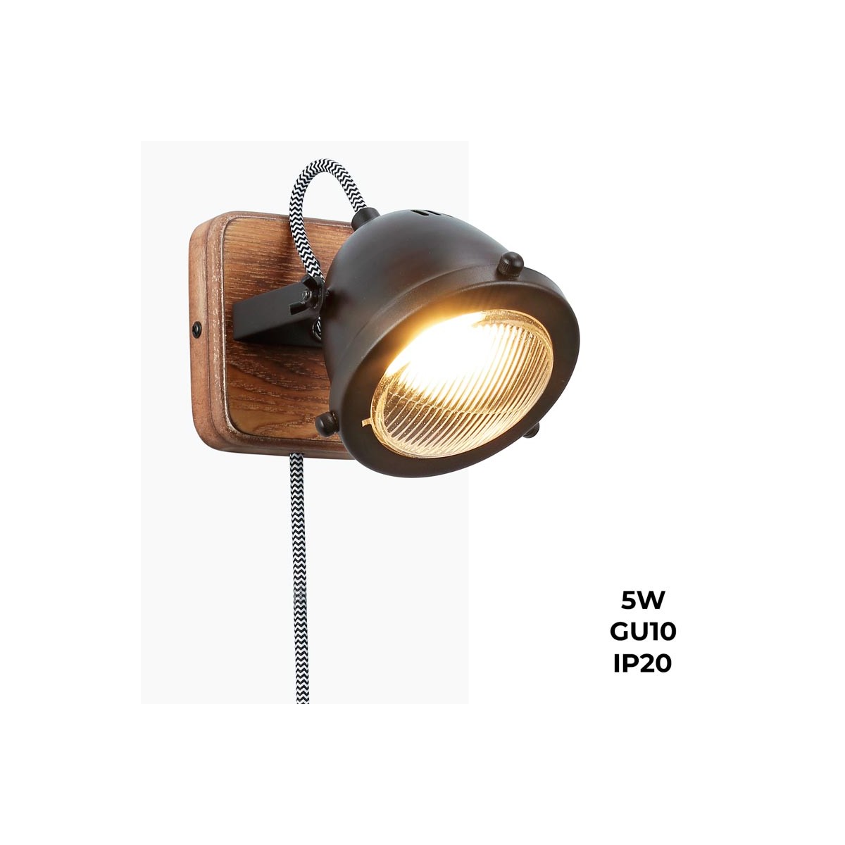 Wandlamp met fitting en schakelaar "MOTT" Inclusief gloeilamp